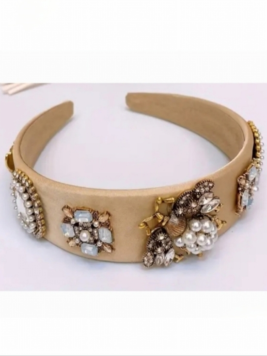 Accessories - 🌺Bee Pearl Crystal Headband Rhinestone Hair Piece Wide Headband